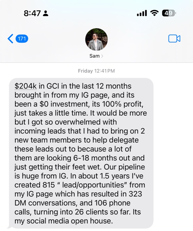 Listing Leads member success story