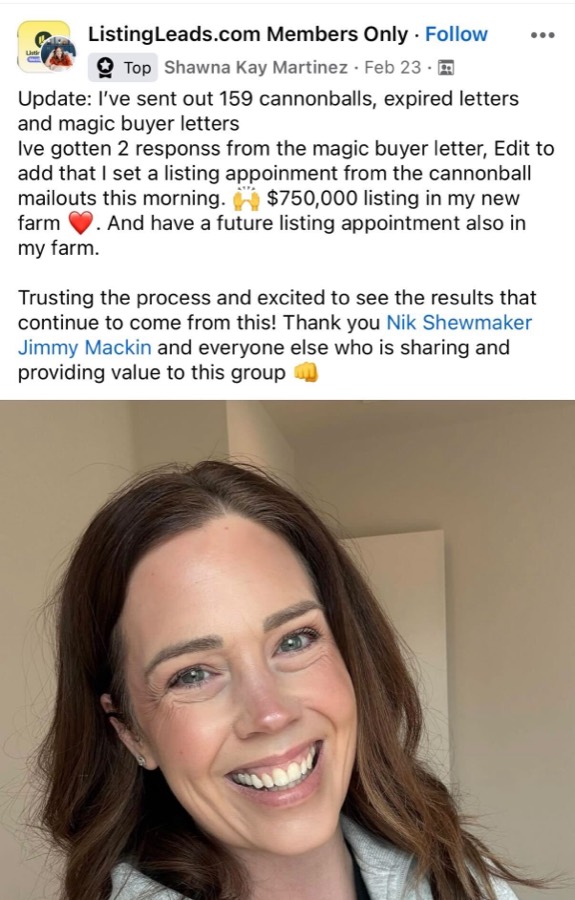 Listing Leads member success story