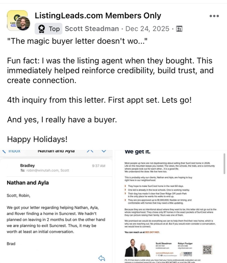 Listing Leads member success story