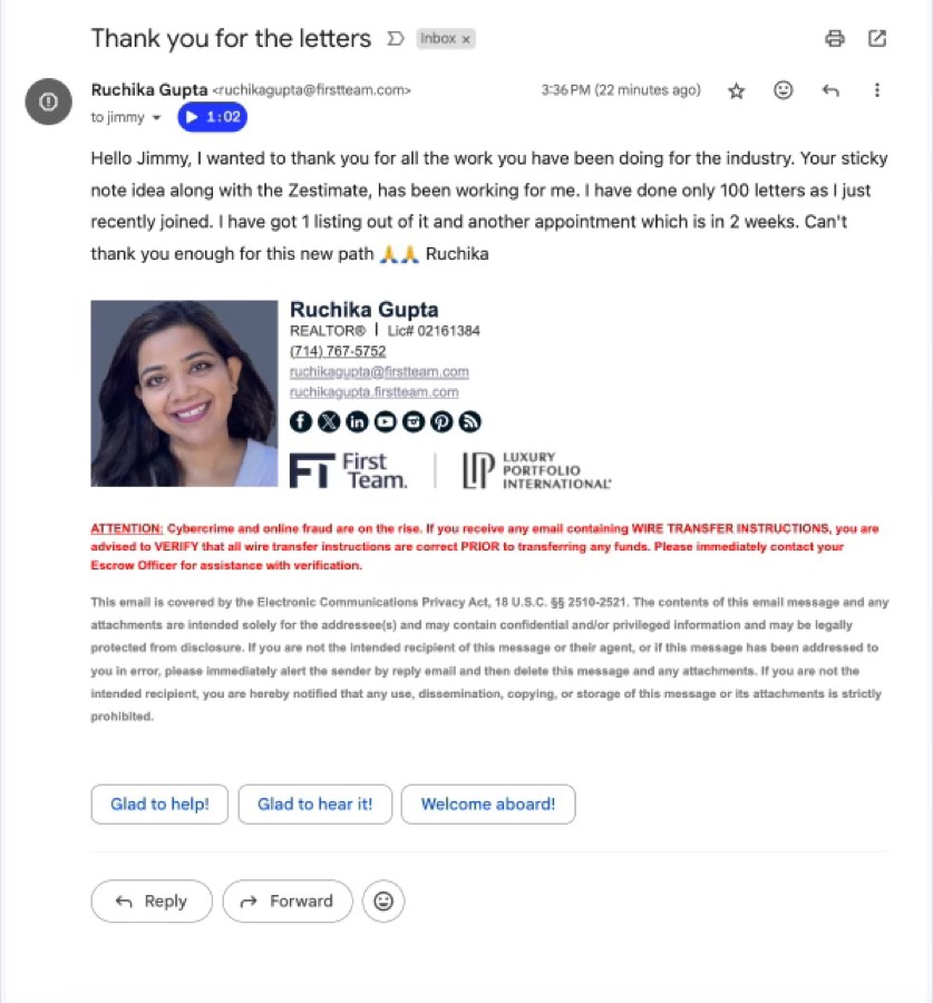 Listing Leads member success story