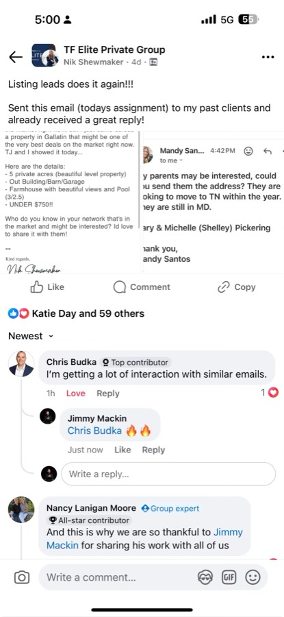 Listing Leads member success story