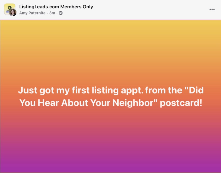 Listing Leads member success story