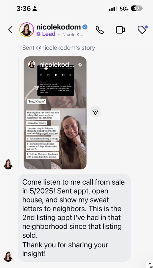 Listing Leads member success story