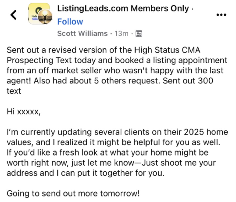 Listing Leads member success story
