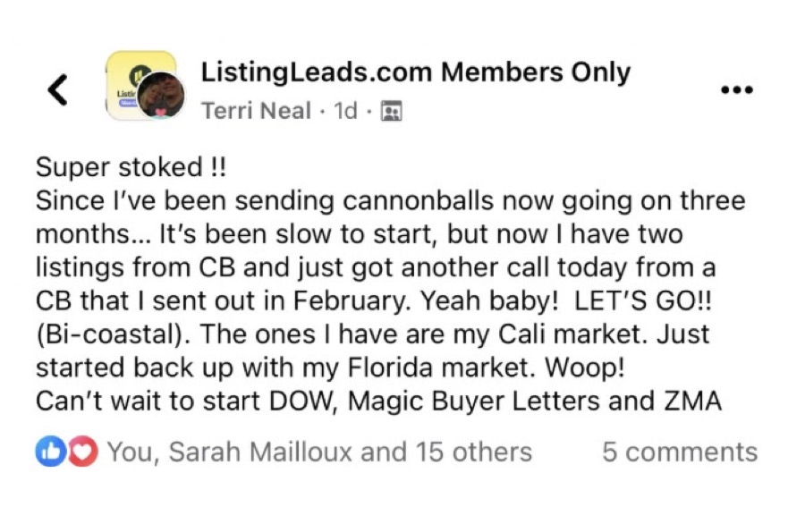 Listing Leads member success story