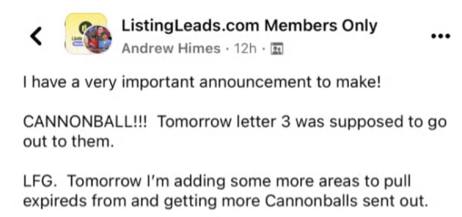 Listing Leads member success story