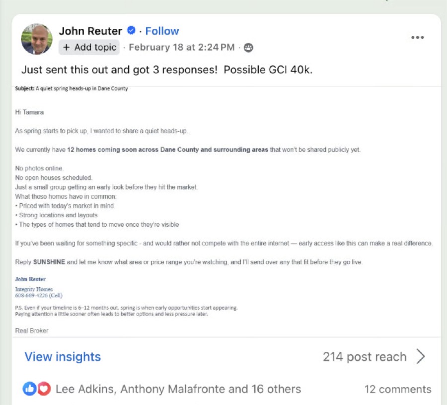 Listing Leads member success story